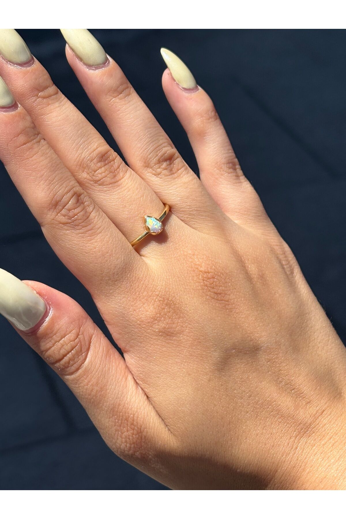 14 Ayar Altın Opal Taşlı Yüzük Sarı - 15