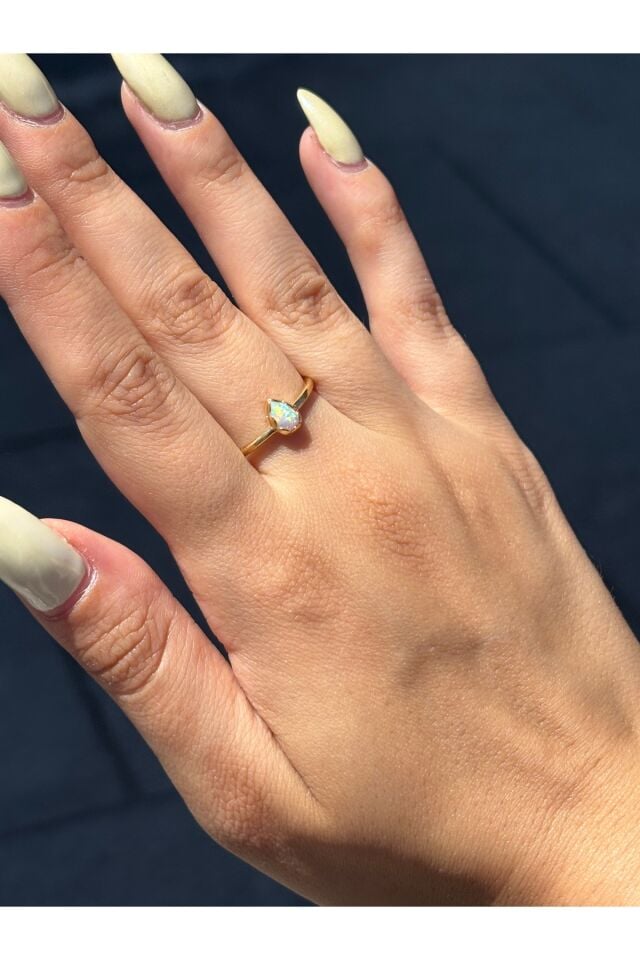14 Ayar Altın Opal Taşlı Yüzük Sarı - 19