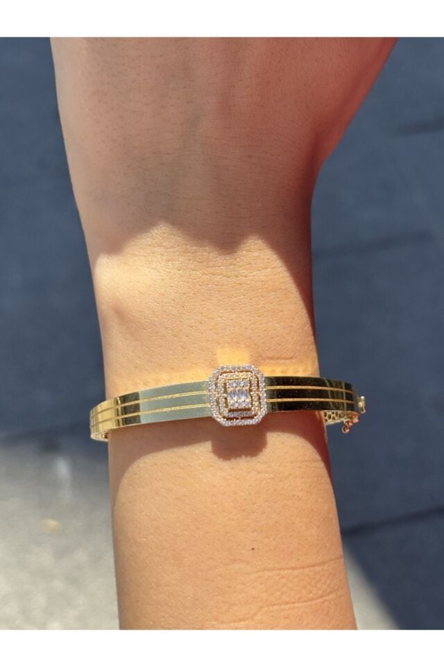 14 Ayar Altın Üç Şerit Baget Kelepçe