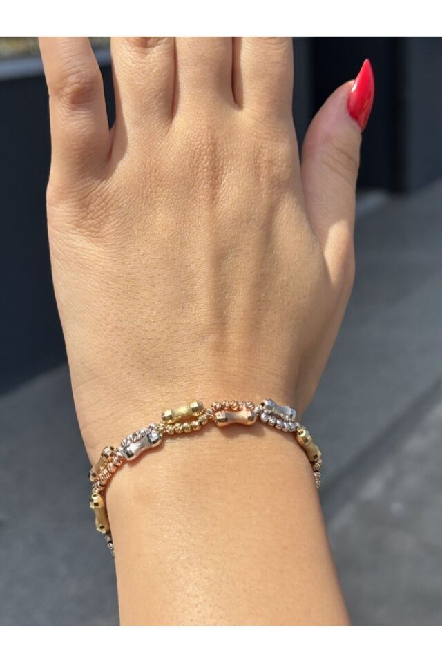 14 Ayar Altın Üç Renk Dorika Bileklik