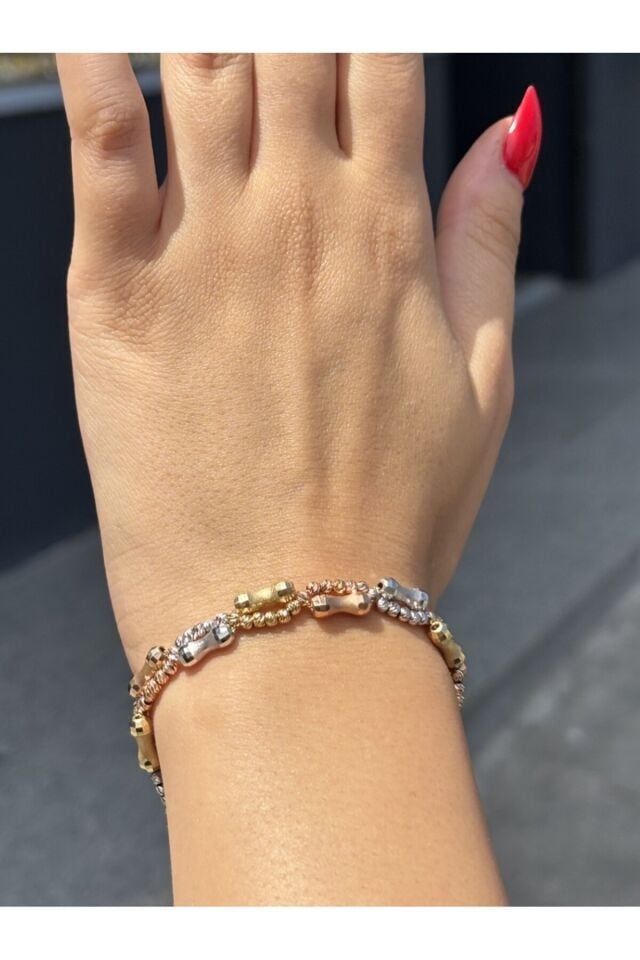 14 Ayar Altın Üç Renk Dorika Bileklik