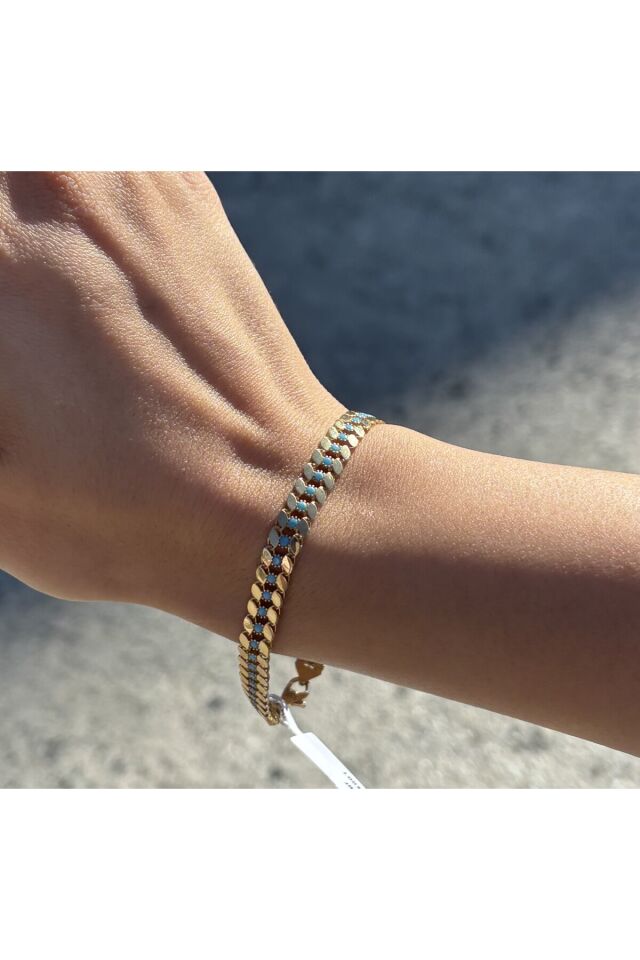 14 Ayar Altın Turkuaz Taşlı Bileklik