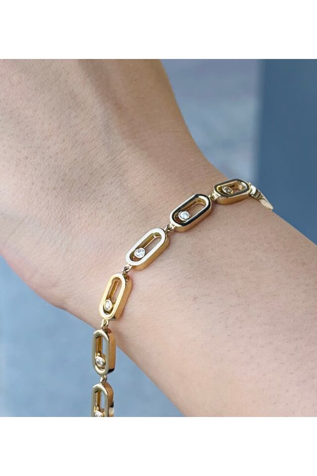 14 Ayar Altın Messika Su Yolu Bileklik