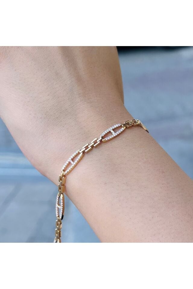 14 Ayar Altın Taşlı Ataç Bileklik