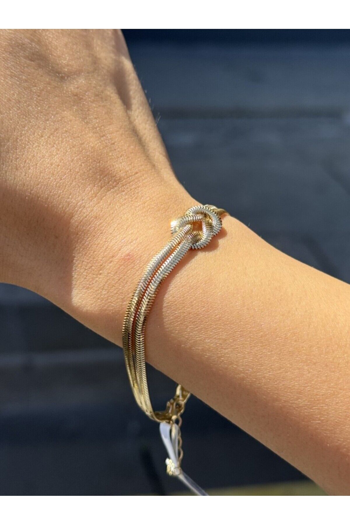 14 Ayar Altın Balık Sırtı Aşk Düğümü Bileklik