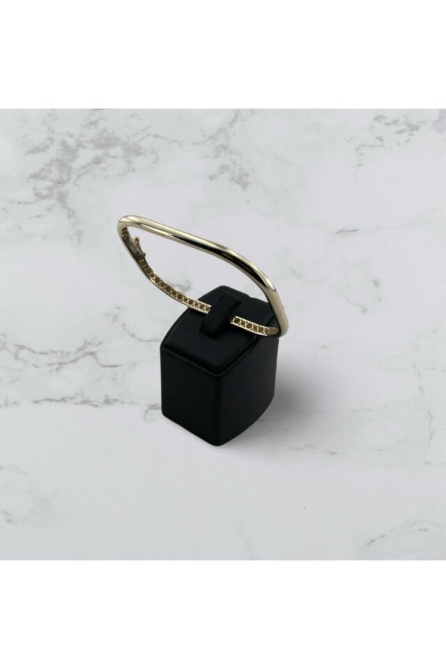 14 Ayar Altın Dikdörtgen Kelepçe Bilezik