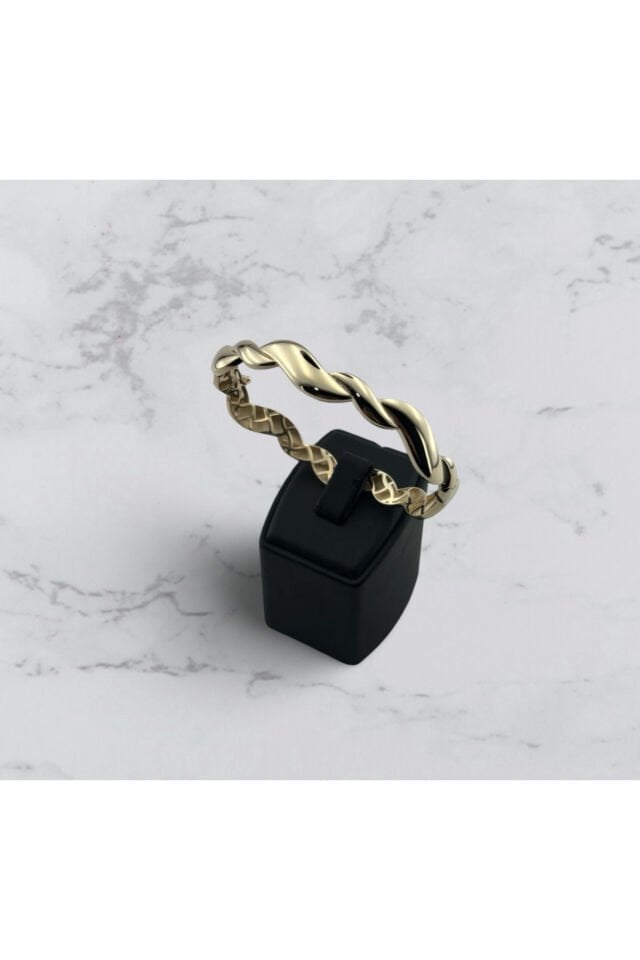 14 Ayar Altın Dalga Desen Kelepçe