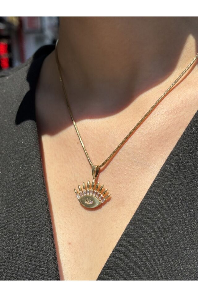 14 Ayar Altın Taşlı Göz Kolye Ucu