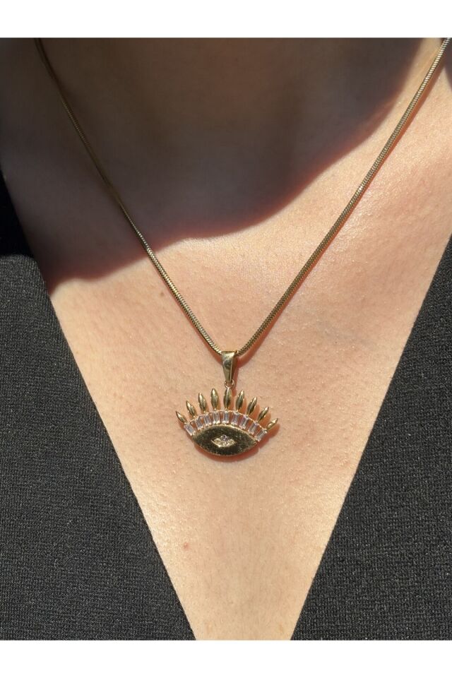 14 Ayar Altın Taşlı Göz Kolye Ucu