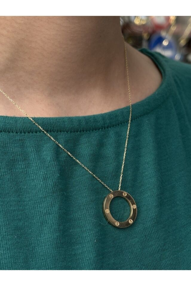 14 Ayar Altın Vidalı Kolye