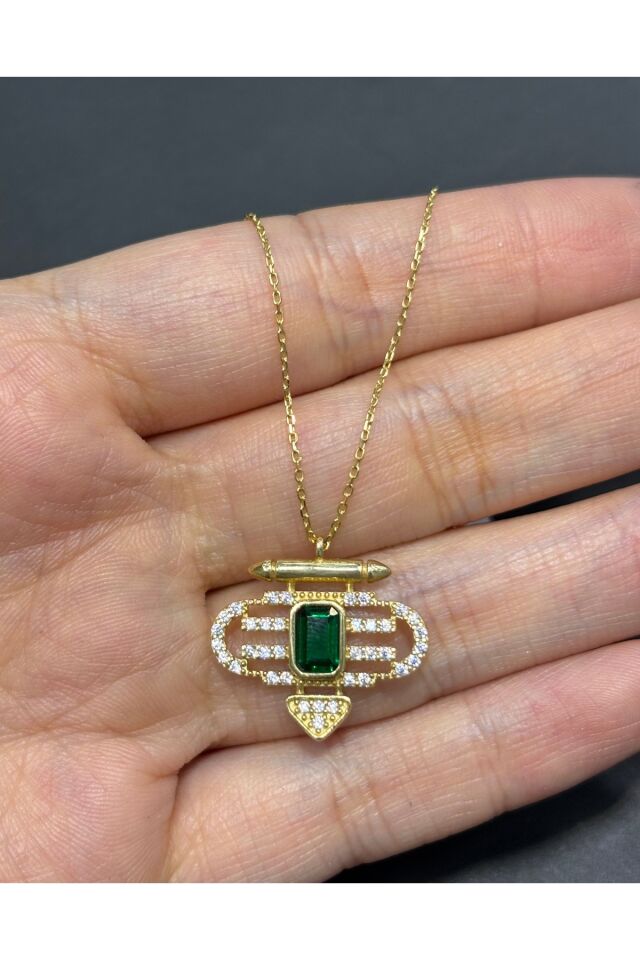 14 Ayar Altın Yeşil Taşlı Serenay Kolye