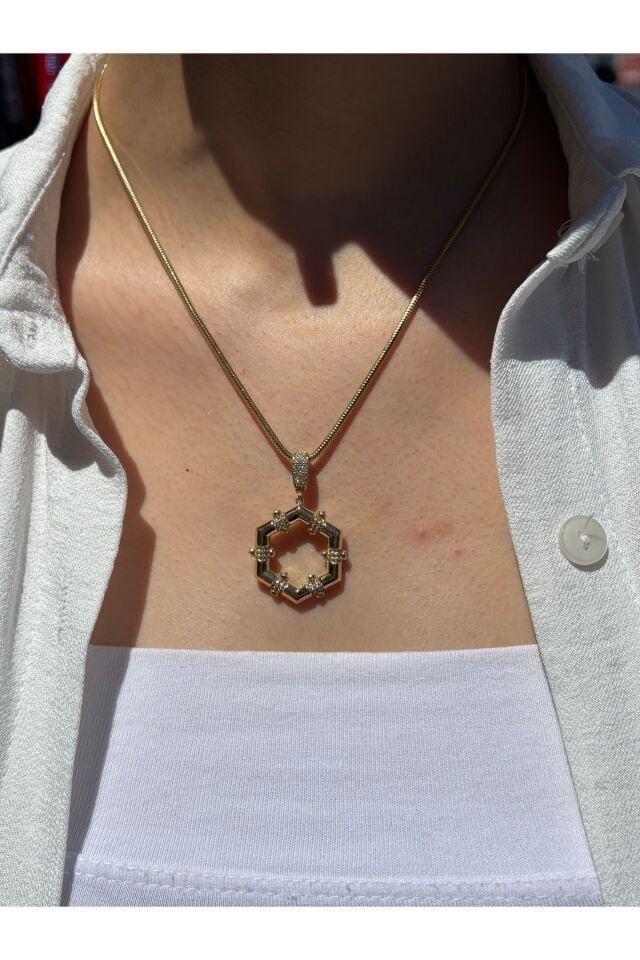 14 Ayar Altın Altıgen İtalyan Kolye Ucu