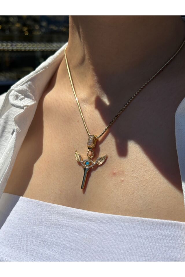 14 Ayar Altın Kanatlı Göz Kolye Ucu