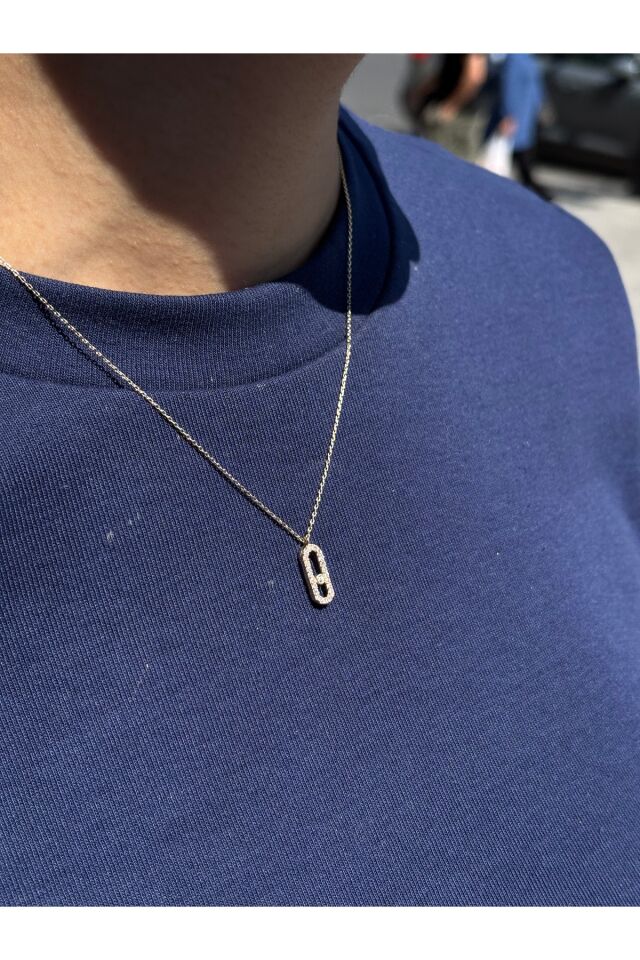 14 Ayar Altın Taşlı Messika Kolye