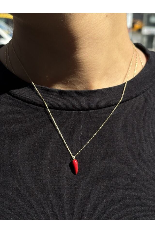 14 Ayar Altın Kırmızı Biber Kolye