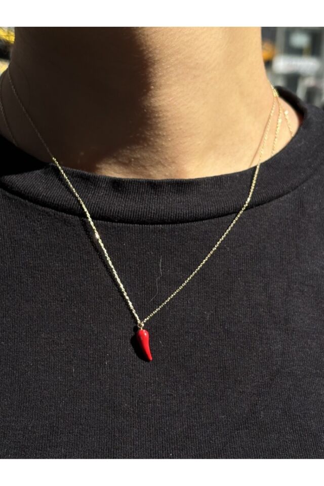 14 Ayar Altın Kırmızı Biber Kolye