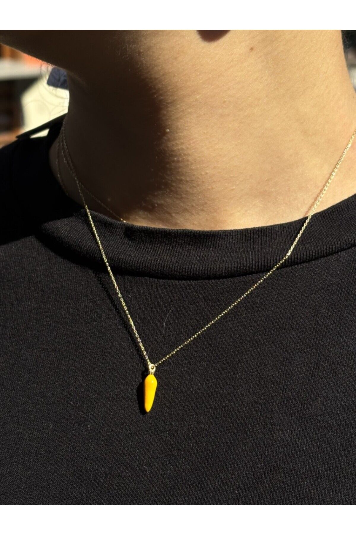 14 Ayar Altın Sarı Biber Kolye