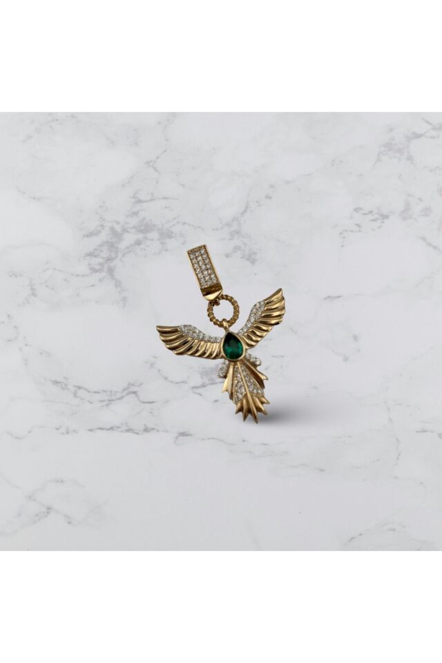 14 Ayar Altın Çağla Anka Kuşu Kolye Ucu