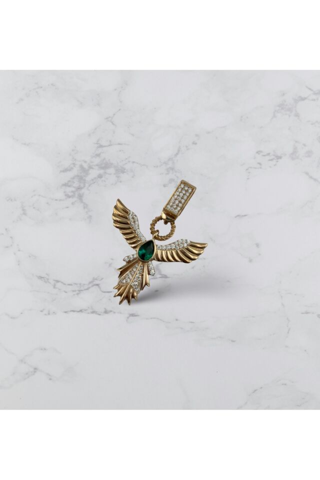 14 Ayar Altın Çağla Anka Kuşu Kolye Ucu