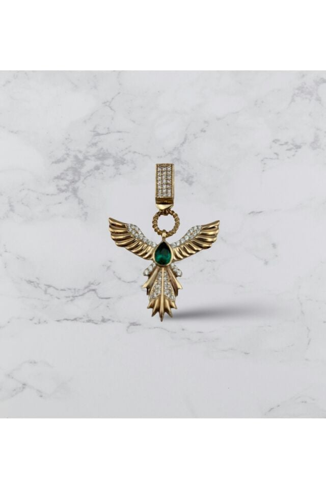 14 Ayar Altın Çağla Anka Kuşu Kolye Ucu