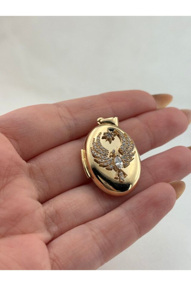 14 Ayar Altın Anı Anka Kuşu Beyaz Taşlı Kolye Ucu