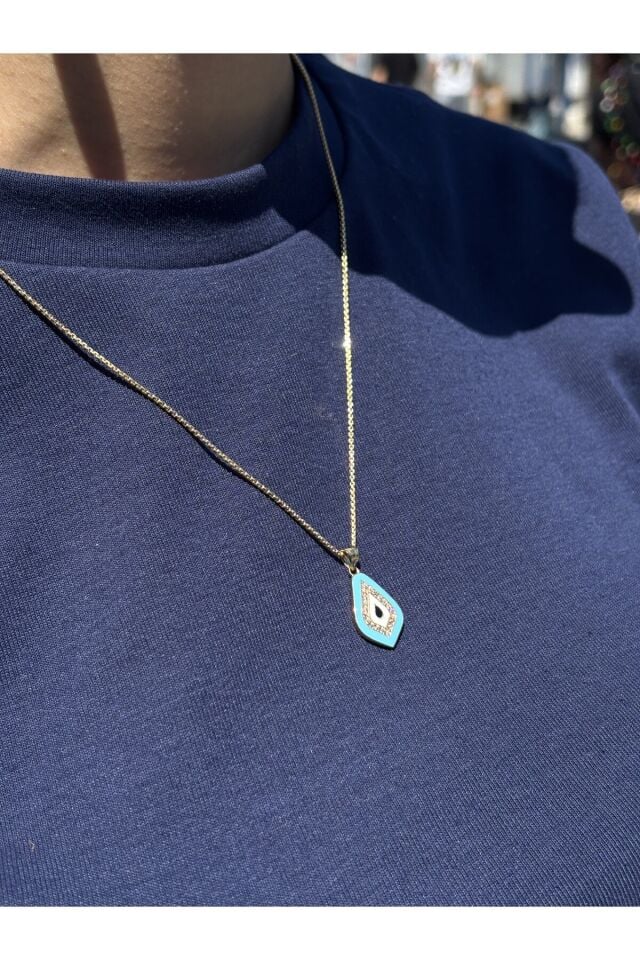 14 Ayar Altın Taşlı Turkuaz Nazar Kolye Ucu