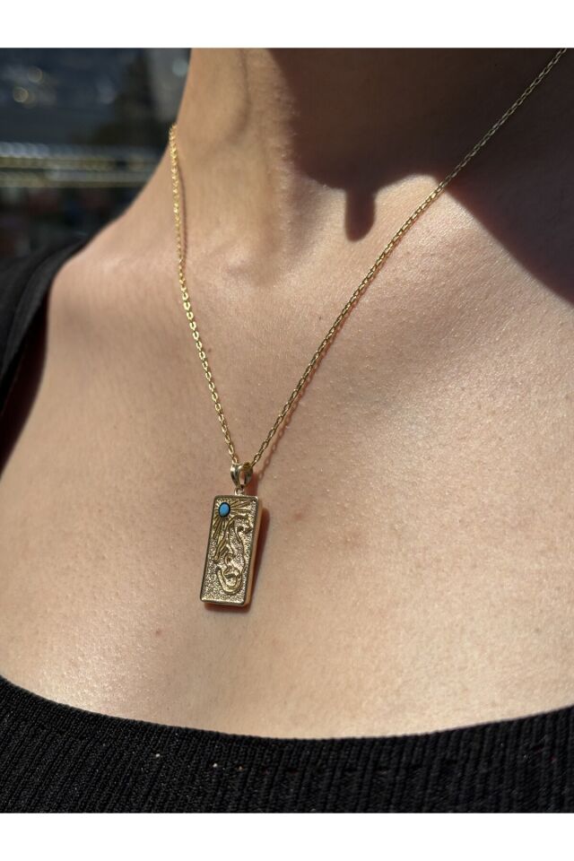 14 Ayar Altın Turkuaz Taşlı Başarı Kolye Ucu