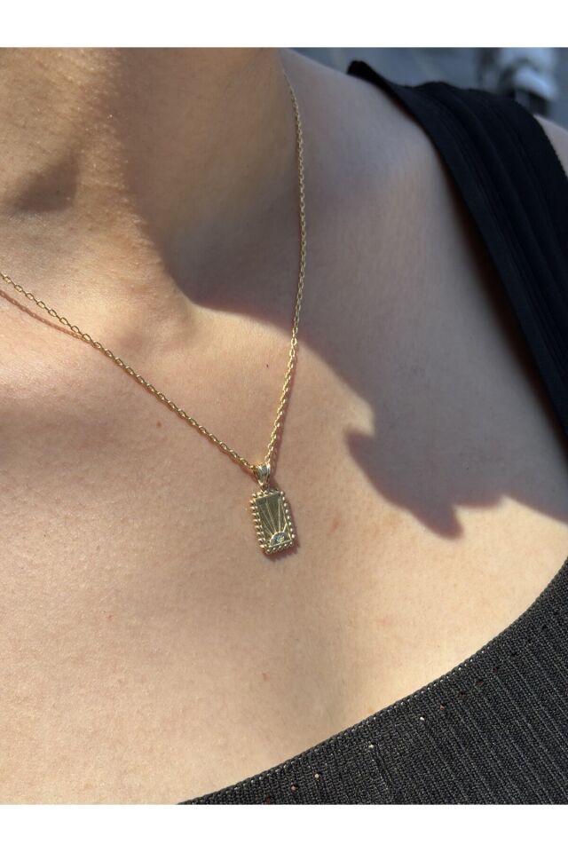 14 Ayar Altın Turkuaz Taşlı Bereket Kolye Ucu