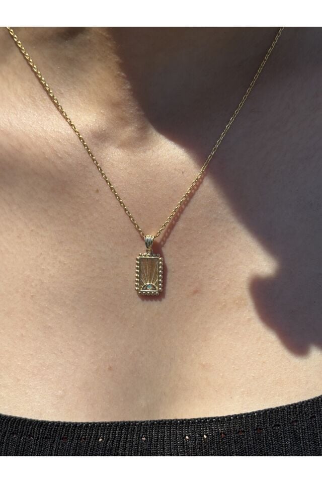 14 Ayar Altın Turkuaz Taşlı Bereket Kolye Ucu