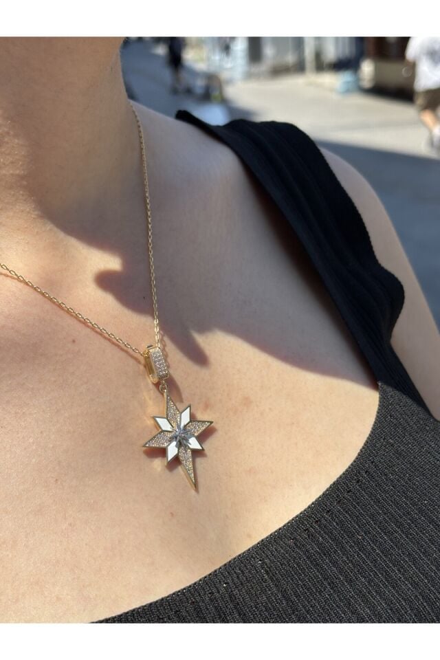 14 Ayar Altın Taşlı Beyaz Mineli Kolye Ucu Charm