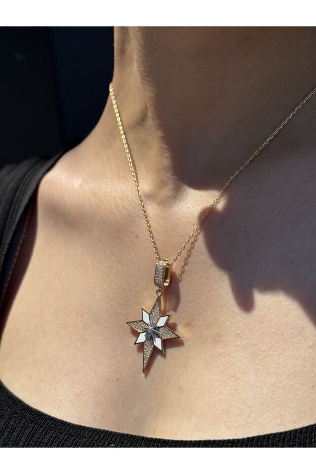 14 Ayar Altın Taşlı Beyaz Mineli Kolye Ucu Charm