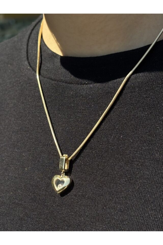 14 Ayar Altın Taşlı Kalp Kolye Ucu