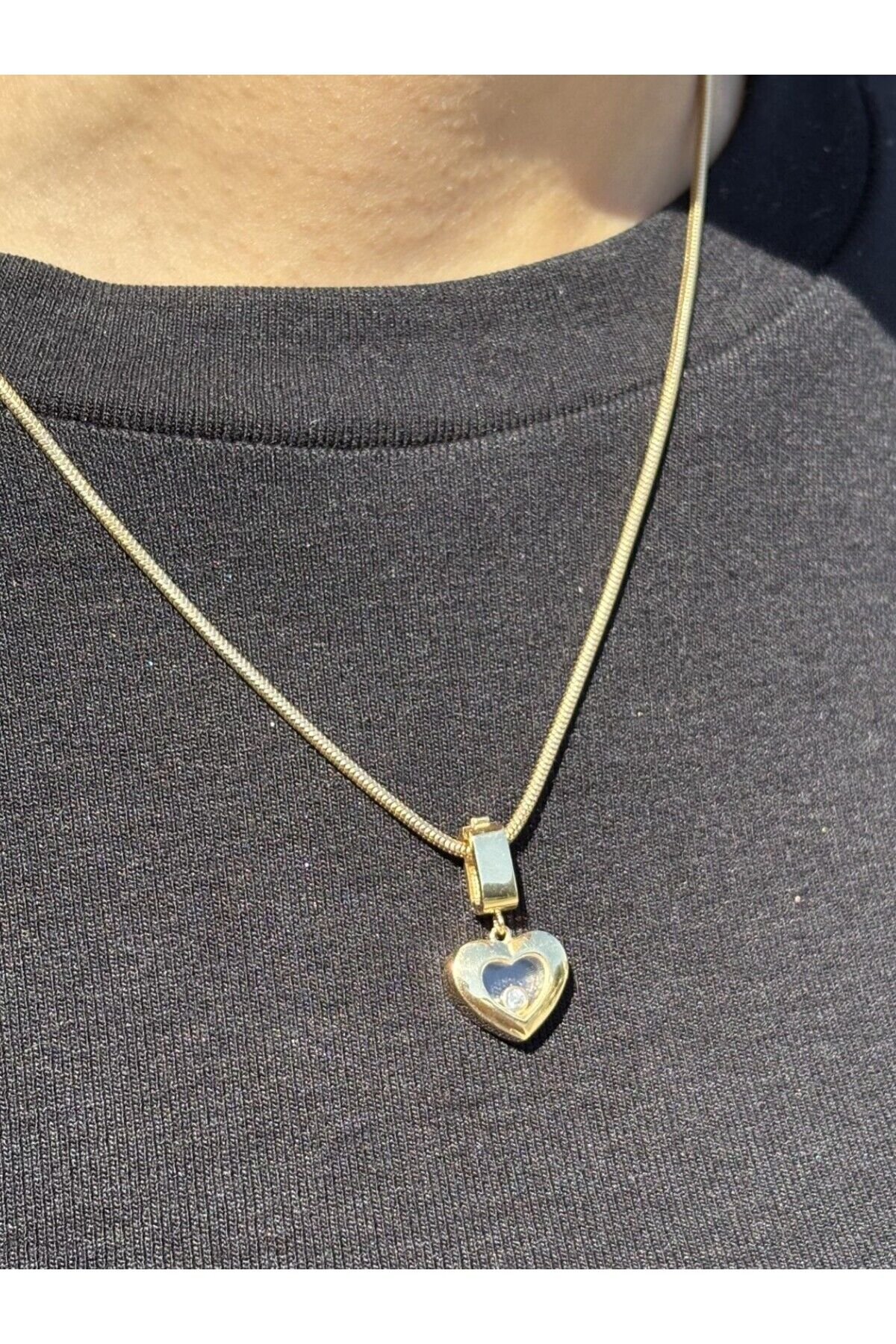 14 Ayar Altın Taşlı Kalp Kolye Ucu