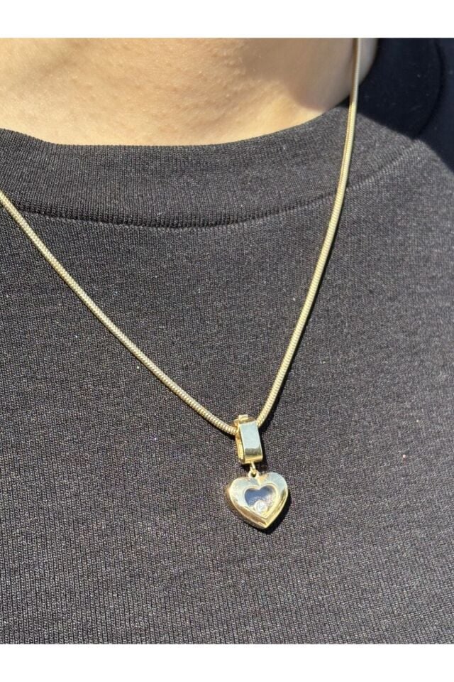 14 Ayar Altın Taşlı Kalp Kolye Ucu