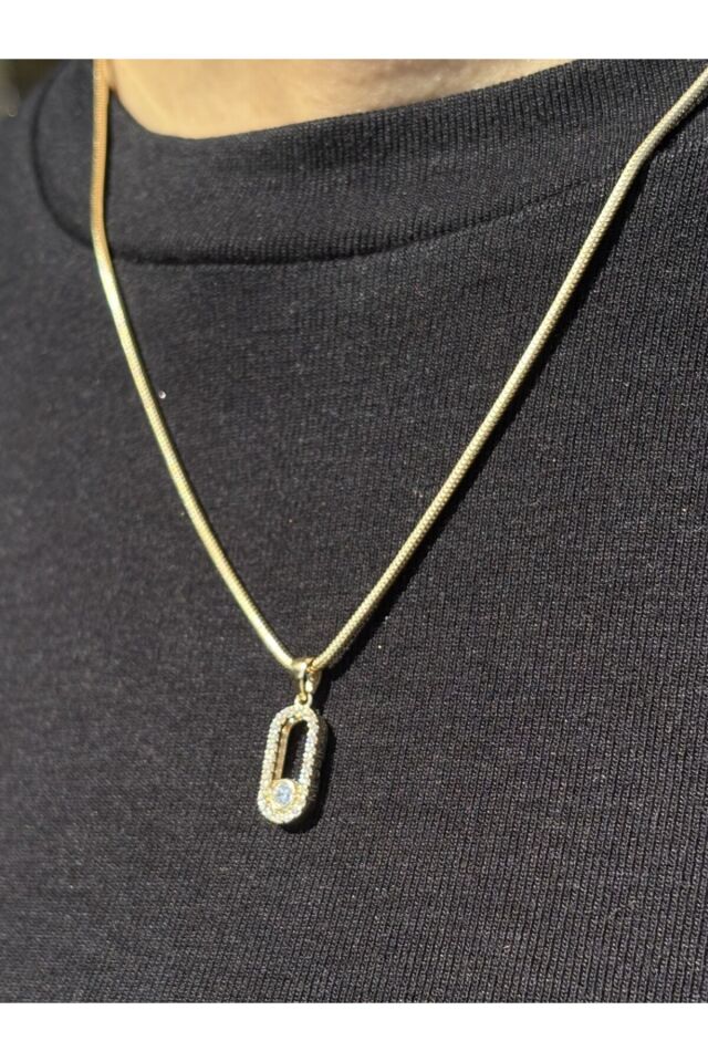 14 Ayar Altın Taşlı Messika Kolye Ucu