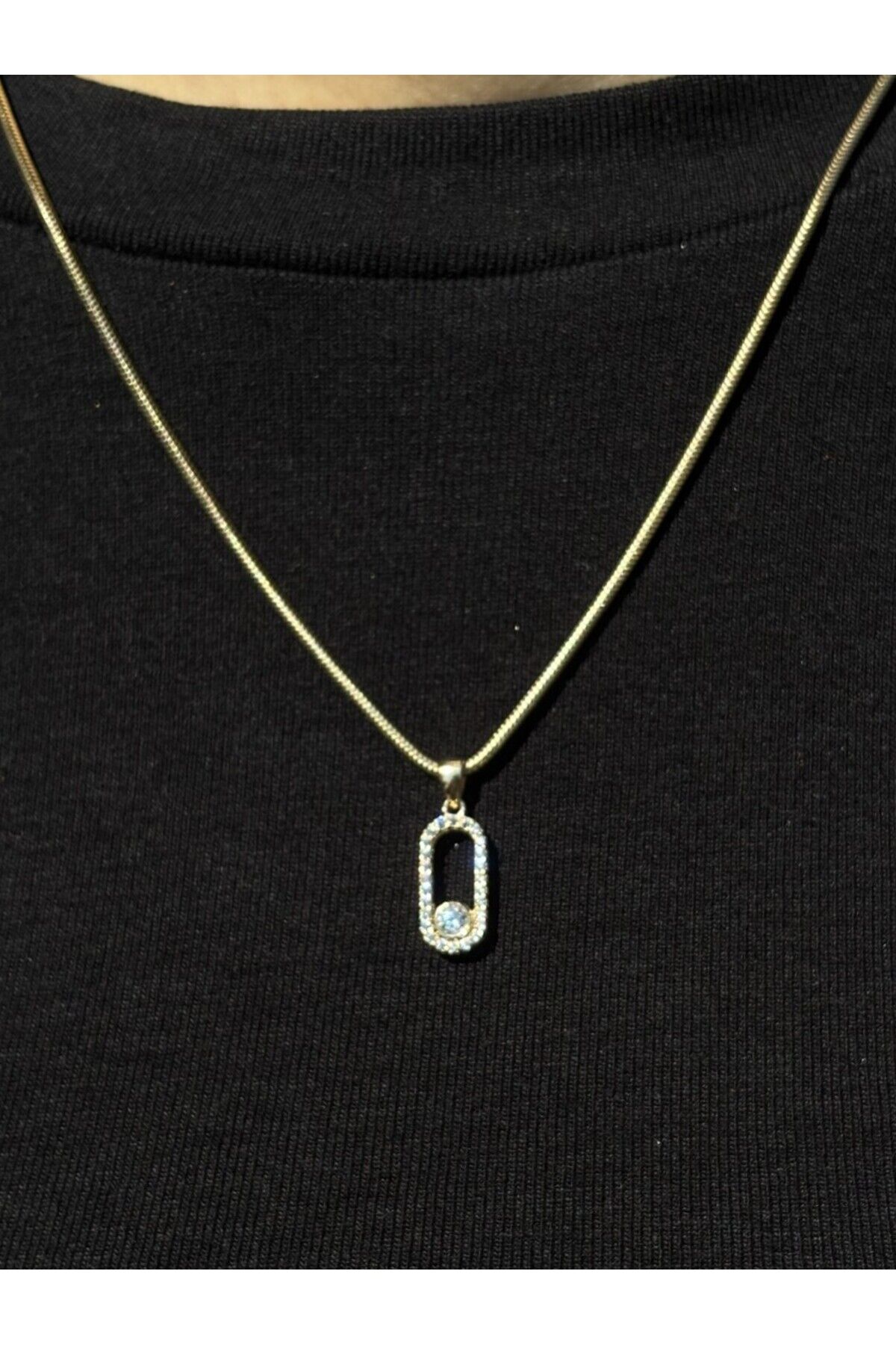 14 Ayar Altın Taşlı Messika Kolye Ucu