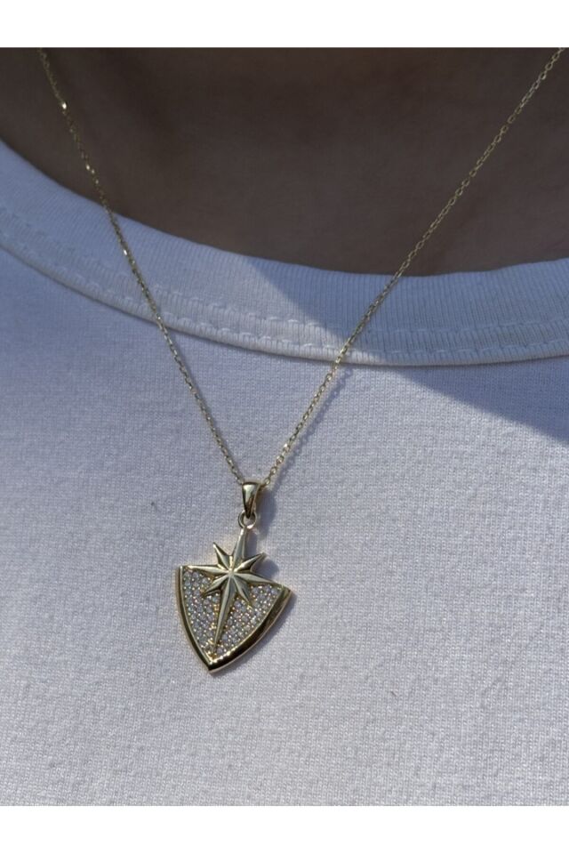 14 Ayar Altın Taşlı Kutup Yıldızı Kolye