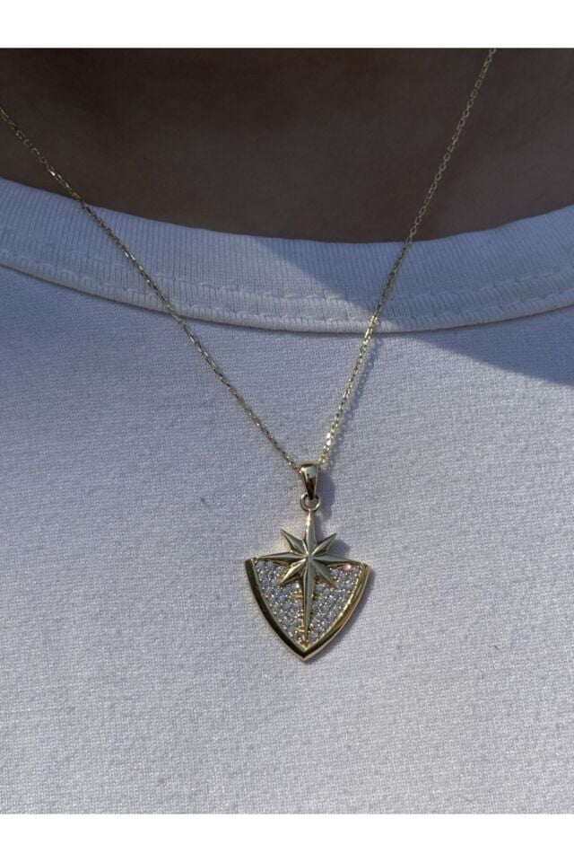 14 Ayar Altın Taşlı Kutup Yıldızı Kolye