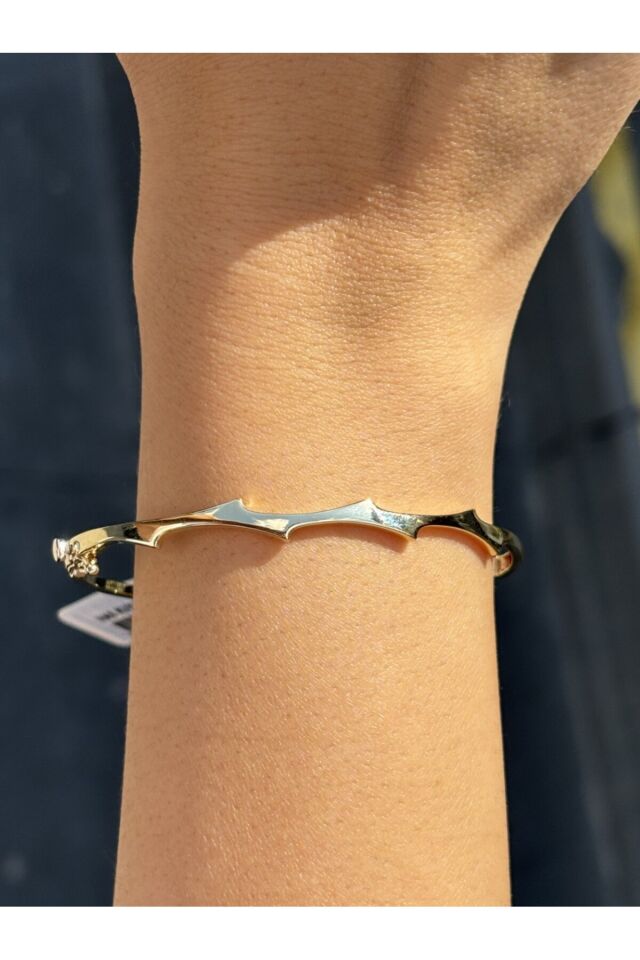 14 Ayar Altın Dalga Tasarım Kelepçe