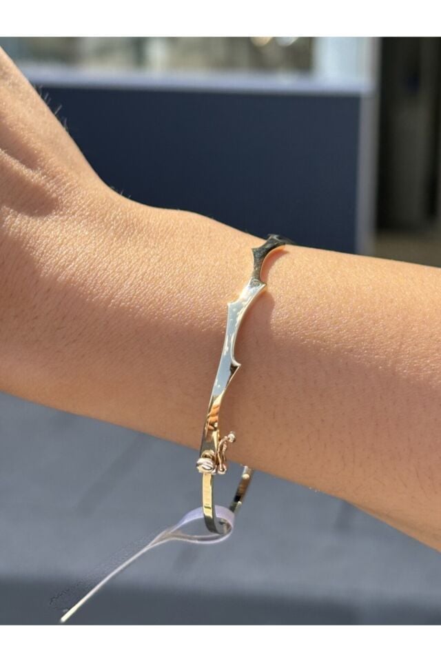 14 Ayar Altın Dalga Tasarım Kelepçe