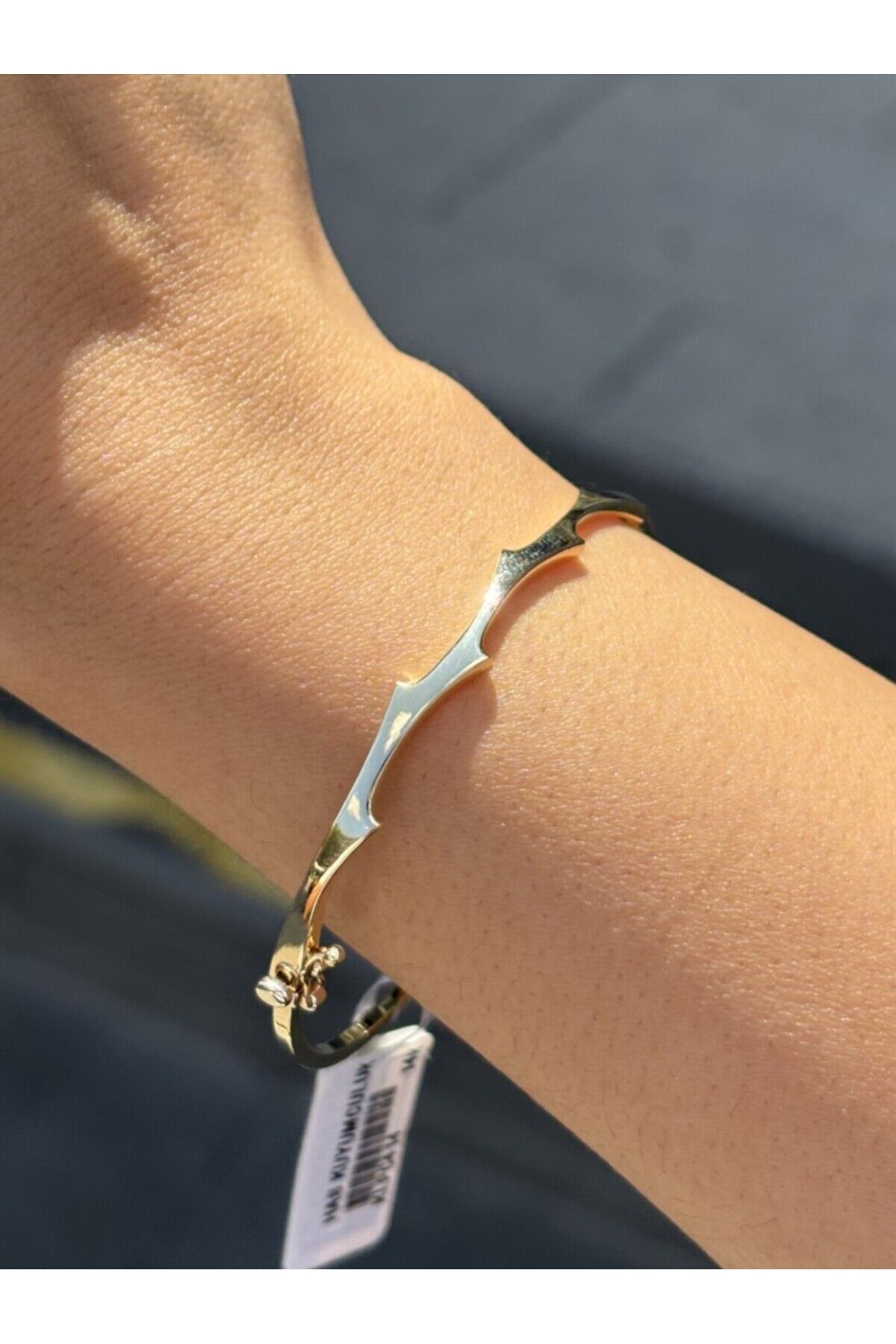 14 Ayar Altın Dalga Tasarım Kelepçe