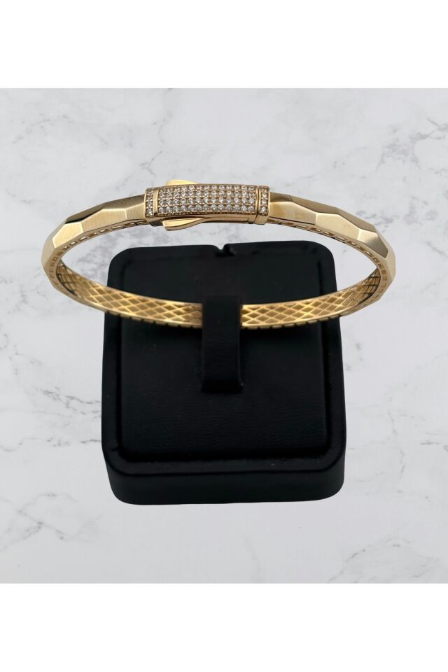 14 Ayar Altın Baklava Desen Kelepçe