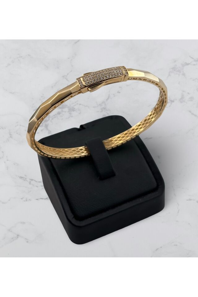 14 Ayar Altın Baklava Desen Kelepçe