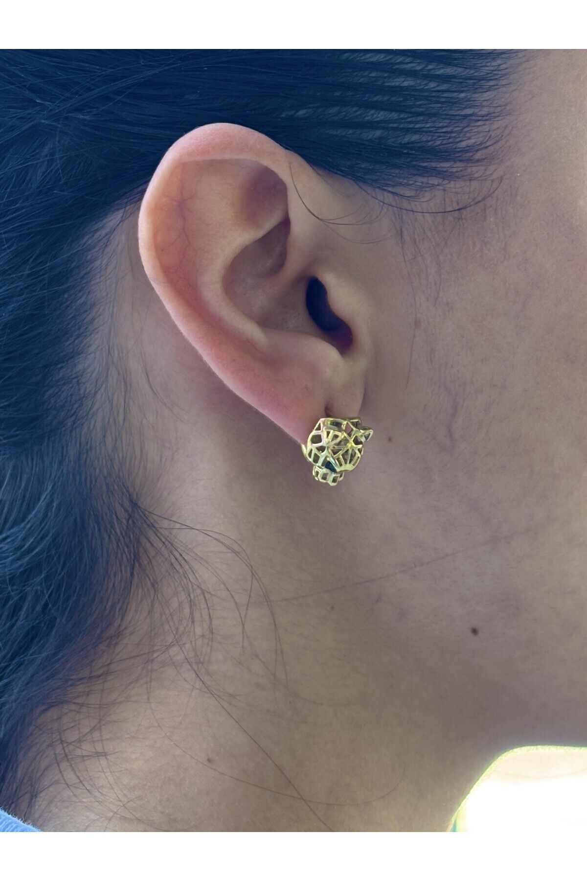 14 Ayar Altın Kaplan Küpe