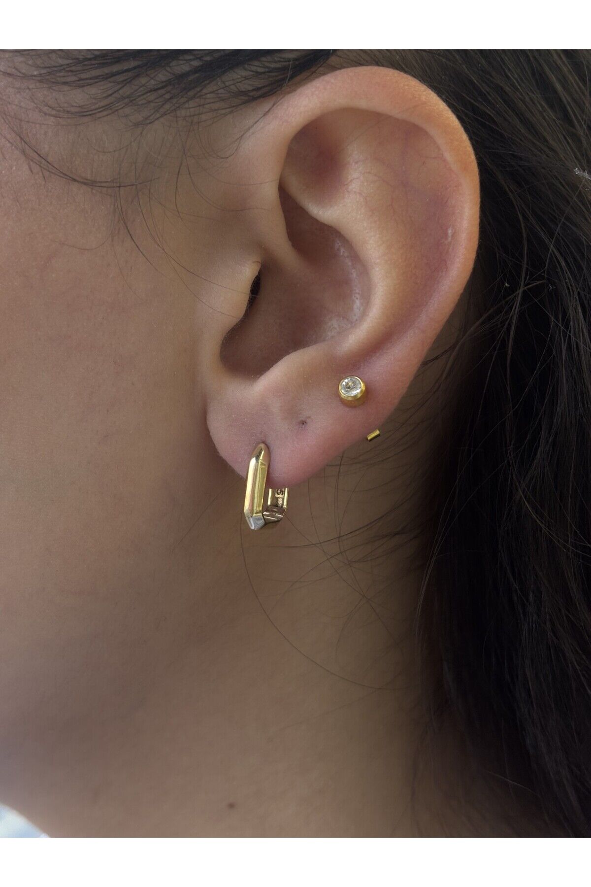 14 Ayar Altın Köşeli Ataç Küpe