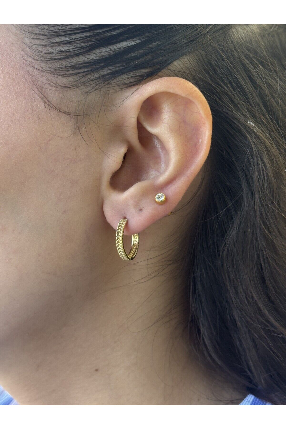 14 Ayar Altın Başak Halka Küpe