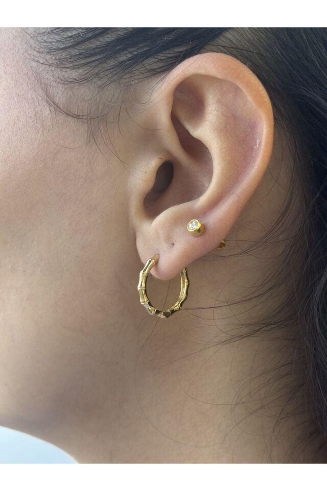 14 Ayar Altın Kemik Halka Küpe