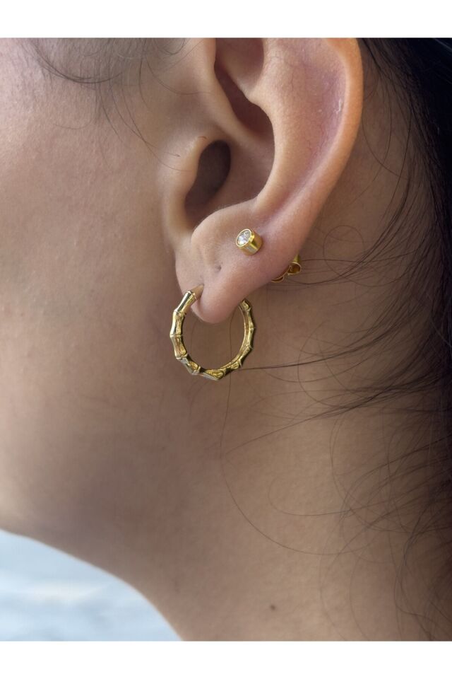 14 Ayar Altın Kemik Halka Küpe