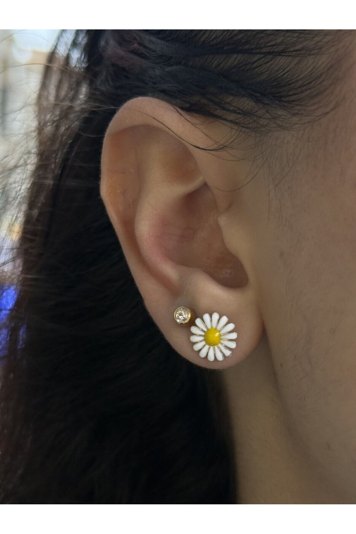 14 Ayar Altın Papatya Küpe