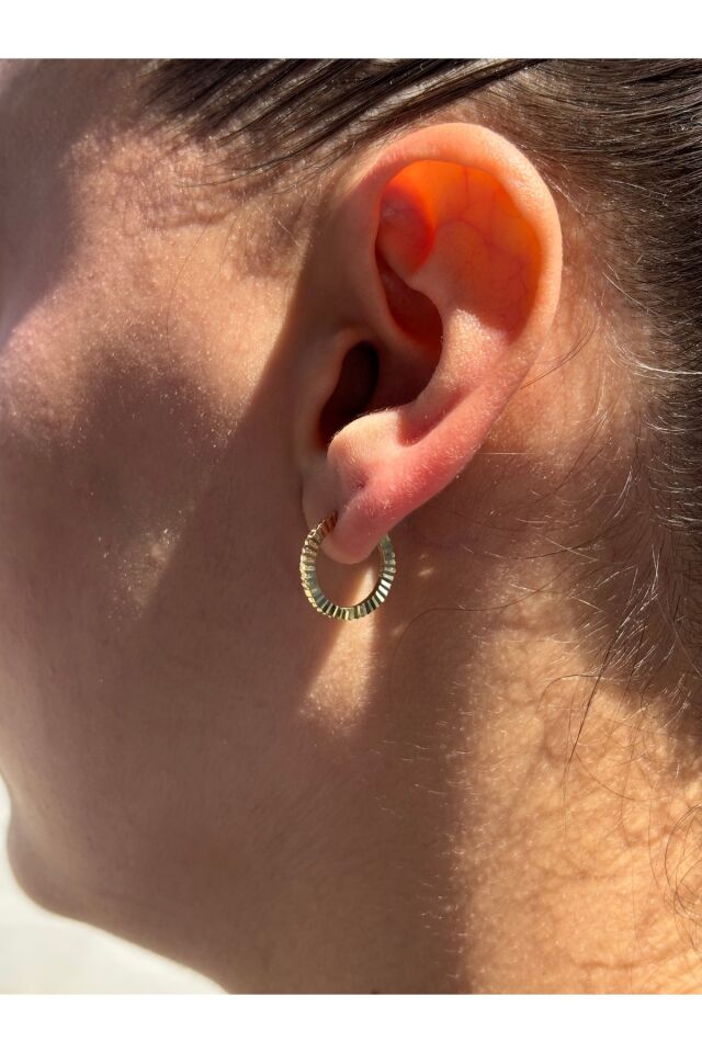 14 Ayar Altın Kalemli Halka Küpe